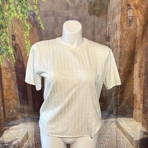 Alfred Dunner White Short Sleeve Sweater